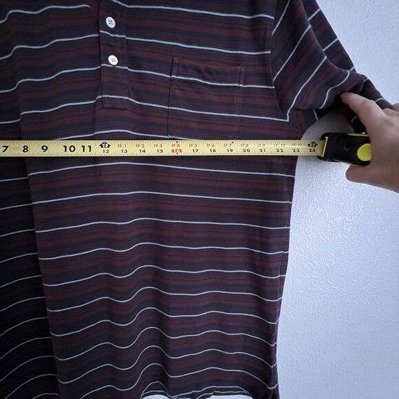 Billy Reid Men’s Striped Polo Shirt Size XXL Maroon - Picture 5 of 5